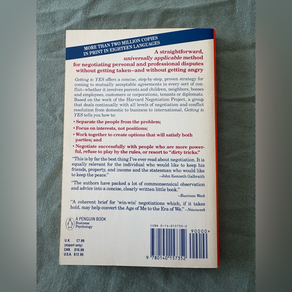 Getting to Yes Paperback Book - Picture 2 of 4